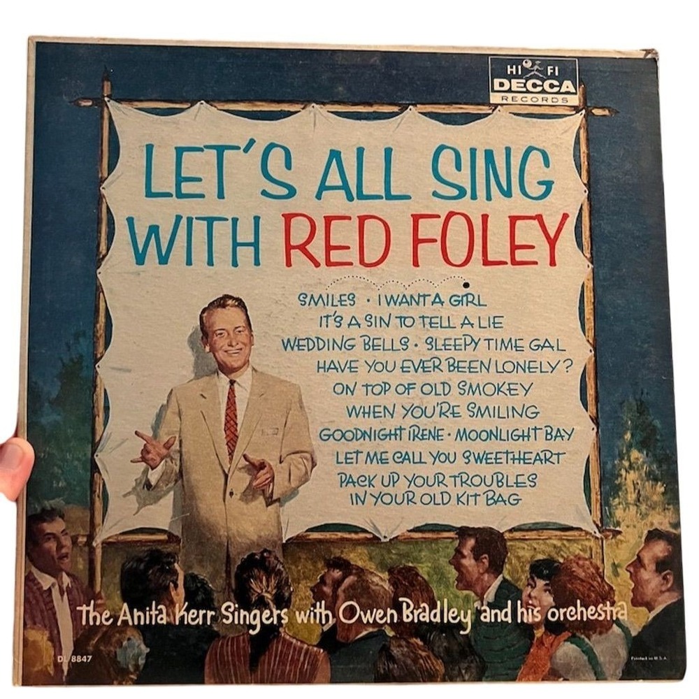 Let's All Sing With Red Foley LP 12" Vinyl Country Vocal Decca Records tested‎